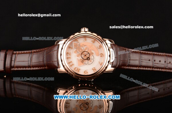Ulysse Nardin Freak Asia ST22 Automatic Rose Gold Case with White Dial Numeral Markers and Brown Leather Strap - 7750 Coating - Click Image to Close